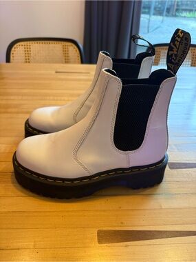 White Leather Chelsea Dr. Martin Boots